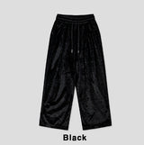 Melts velvet pintuck wide banding pants