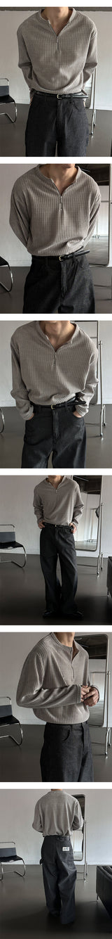 [S/S] Velvet zipper henry neck knit(3color)