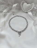 [イ・ヨンジ Necklace] バレエリボン ステンレス チェーン チョーカーネックレス