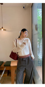 Check Detail Wide Slacks Pants