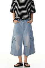 Wrinkled Blue Cargo Shorts