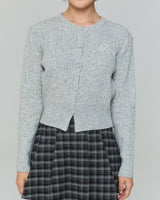 EMBROIDERED TWIST CARDIGAN - GRAY