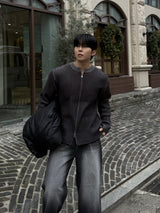 Fog lip zip-up knitwear