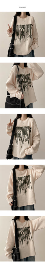 Dipp リブドニット長袖Tシャツ