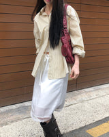 [MADE] カエルストライプオーバーサイズシャツ