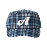 A Logo Check Pillbox Cap (Navy Check)