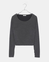 Fumo snap button ribbed one-off shoulder long-sleeve T-shirt