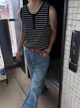 [S/S] Stripe henry neck sleeveless(3color)