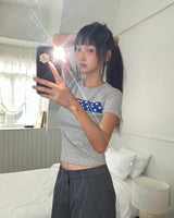 ターミルアメリカンフラッグプリント半袖Tシャツ