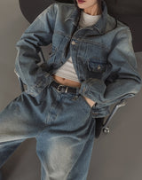 [PREMIUM/MADE] シグニチャーモルドクロップデニムジャケット