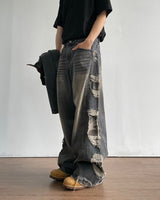 Destroyed Camouflage Denim Pants
