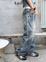 キッチュスリットワイドデニムパンツ