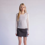 WAVE EDGE ROUND NECK BASIC TENCEL TOP / IVORY