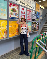レッド カラード ロイヤル ドット ノースリーブ シャツ