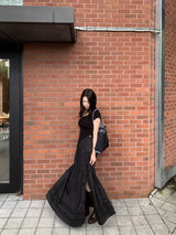 Rustic Pure Frill Slit Maxi Long Skirt (2 colors)