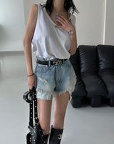 Deep U-neck Unisex Loose Fit Sleeveless