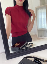 Rosley Half Neck Cap-Sleeve Knit