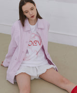 Flower Letter Oversized T-Shirt - White