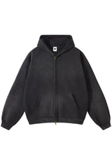 ビンテージスプレーダイドジップアップフーディー Black