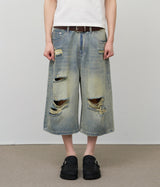 Kof Destroyed Bermuda Denim