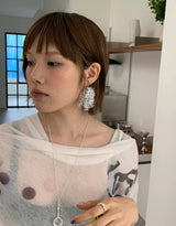 White flower tassel earrings