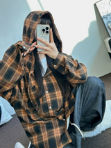 M-3XL✨オーバーフィットボクシーチェックスカート🖤🩶💙✨4カラー