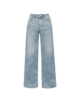 Celeste Glitter Hotfix Denim Pants Light Blue