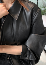 Rib Leather Blouson Jumper / 2 colors