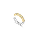 two tone bezel 925 sterling silver with two tone plating ear cuff E066-02T