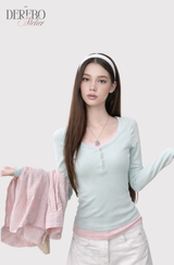 ミントピンクレイヤードTシャツ