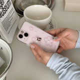 [handmade] pink flower pearl jelly hard case