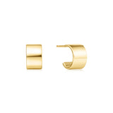 gold flat small huggie 14k gold plating + 925 silver earrings E062-02G
