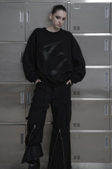 [MADE / unisex ] レザーロゴパッチスウェットシャツ