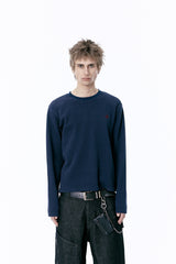 SIGNATURE LOGO WAFFLE L/S TEE (NAVY)