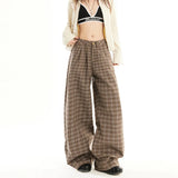 Vintage Check Wide Straight Leg Pants