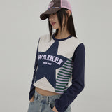 (WOMEN) スターウィズストライプTシャツ