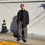 Striped Non-Fade Denim Pants