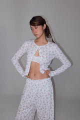 eatmeplz* Original Print Homemade Knit Cardigan Long Pants Early Autumn Home Set