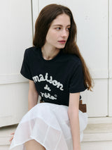 MAISON DE ROLA エンブロイダリーTシャツ ネイビー