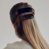 SQUARE VELVET HAIR PIN (NAVY)