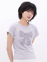 Dot Frill Ribbon T-Shirt (BABYBLUE)