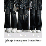 [3 Tier Length] [S–2XL] エスターニースリットワイドデニムパンツ (3 colors)