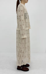 Crochet Lace Skirt (Beige)