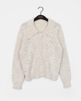 Coam Punching Big Collar Knit Cardigan