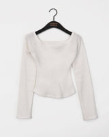 Wrapton Fleece-Lined Slit Slim V-neck Knit T-shirt
