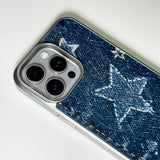 フェイドデニムスターダストスマホケース ブルーインディゴ (SV_MagSafeGlass)