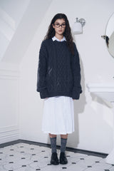 24FW ローゲージケーブルニット チャコール
