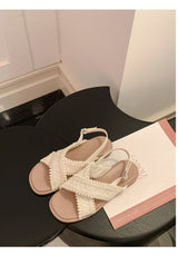 Cross Weave Open-Toe Strap Sandals