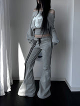 slim-fit bootcut track pants (2color)