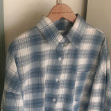 Blue Pepper Oversized Fit Boxy Fit Checkered Shirt Shirt [MANDARINETREE ONLY]